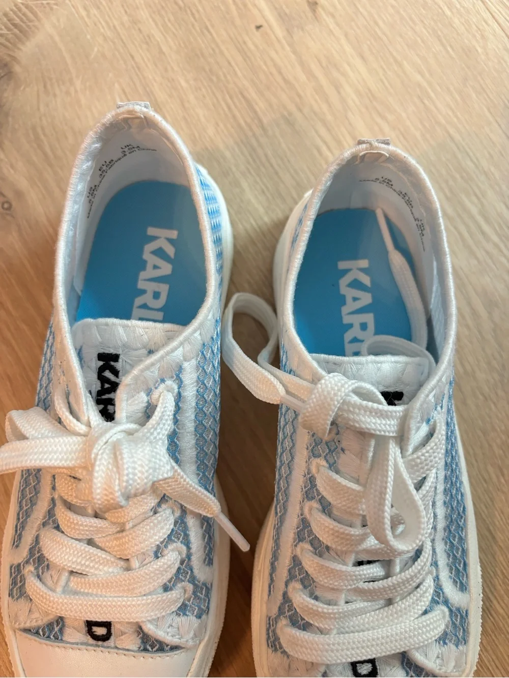Karl Lagerfeld Light Blue Mesh Low-Top Sneakers - White Trim